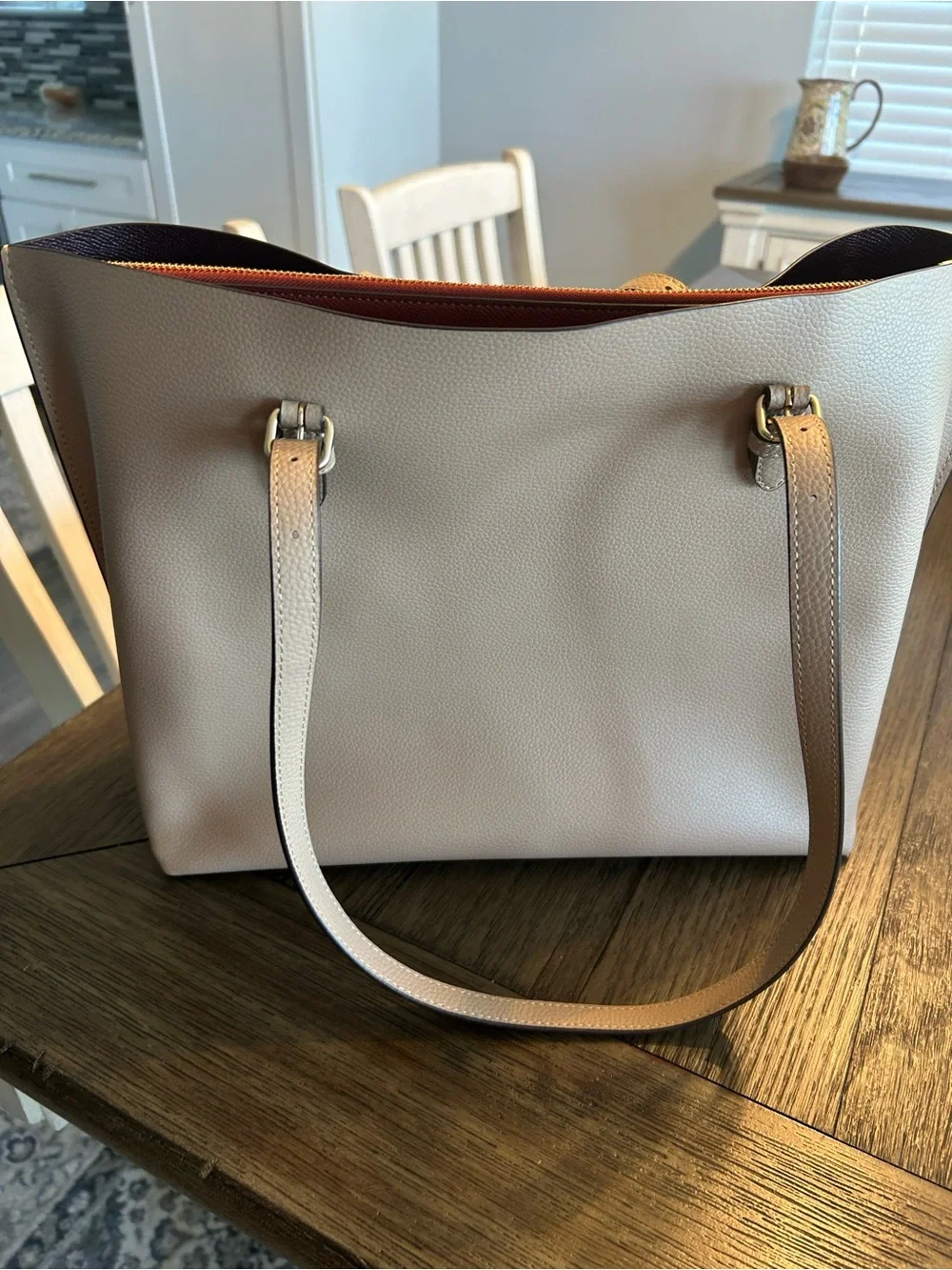 Coach Pebbled Leather Tote in Tan with Contrasting Interior